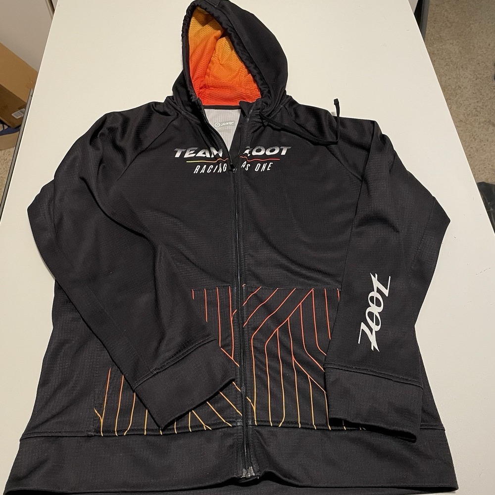Team Zoot Racing As One Men's Sz . M Black Graphic Logo Full Zip Hoodie ,Pockets
